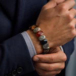 Sertifikalı Kova Burcu Doğal Taş Geniş Kesim Erkek Bileklik