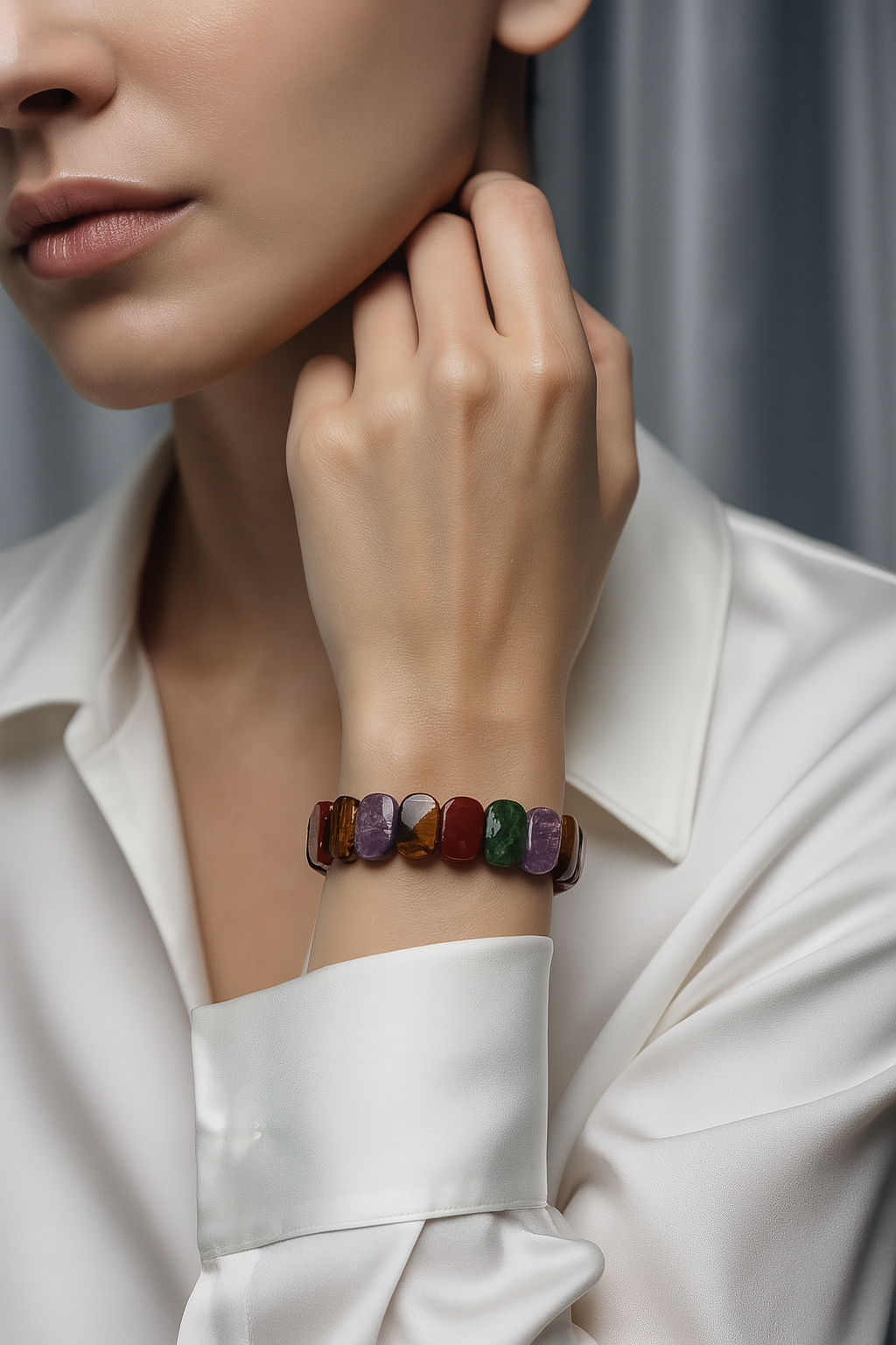 Sertifikalı Kova Burcu Doğal Taş Geniş Kesim Kadın Bileklik