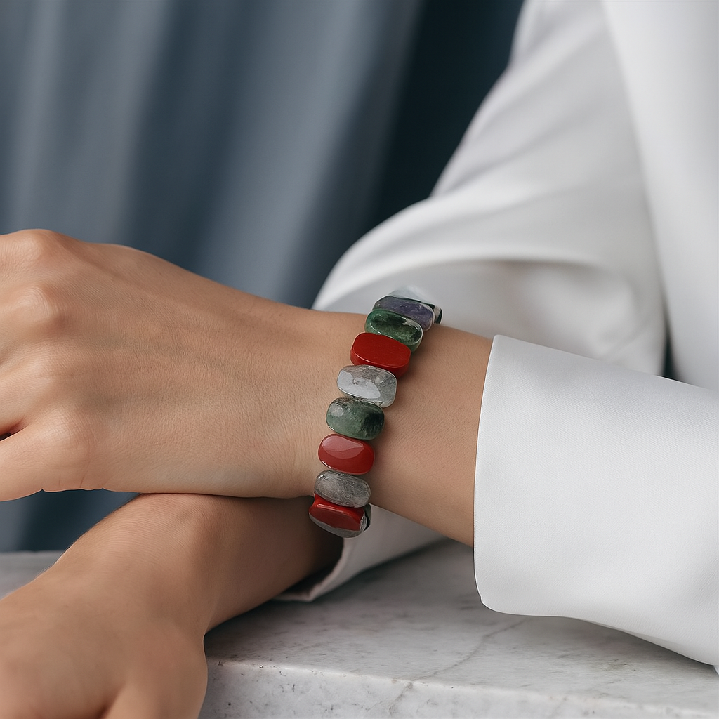 Sertifikalı Akrep Burcu Doğal Taş Geniş Kesim Kadın Bileklik