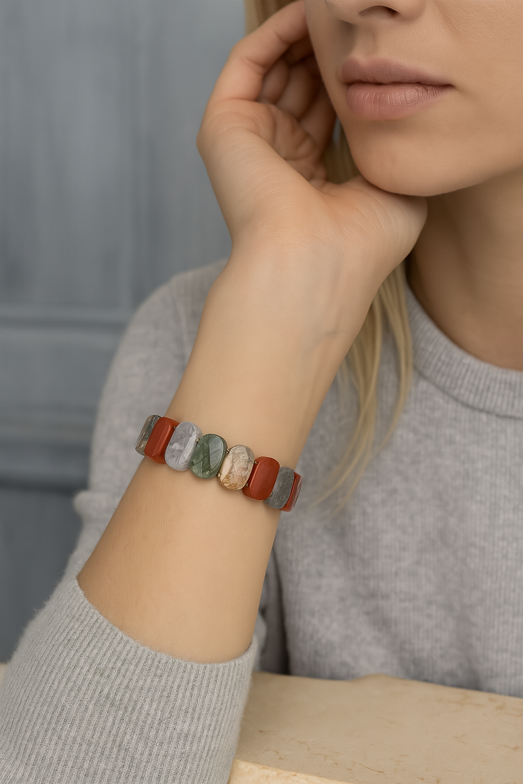 Sertifikalı Akrep Burcu Doğal Taş Geniş Kesim Kadın Bileklik