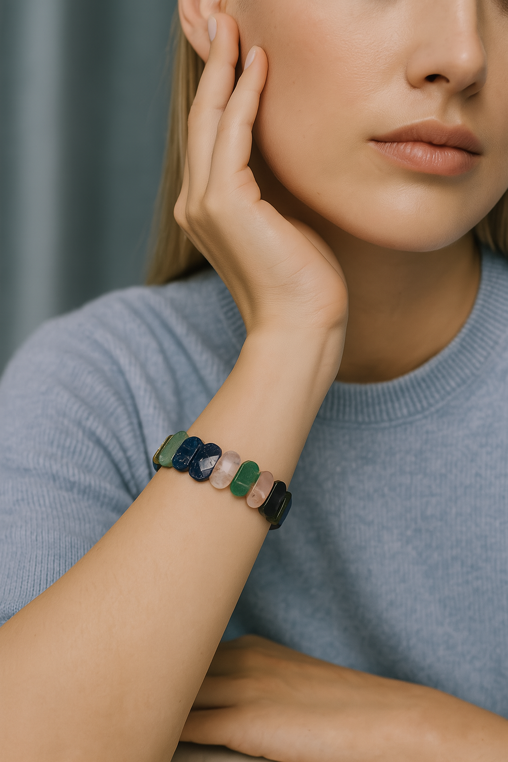 Sertifikalı Boğa Burcu Doğal Taş Geniş Kesim Kadın Bileklik