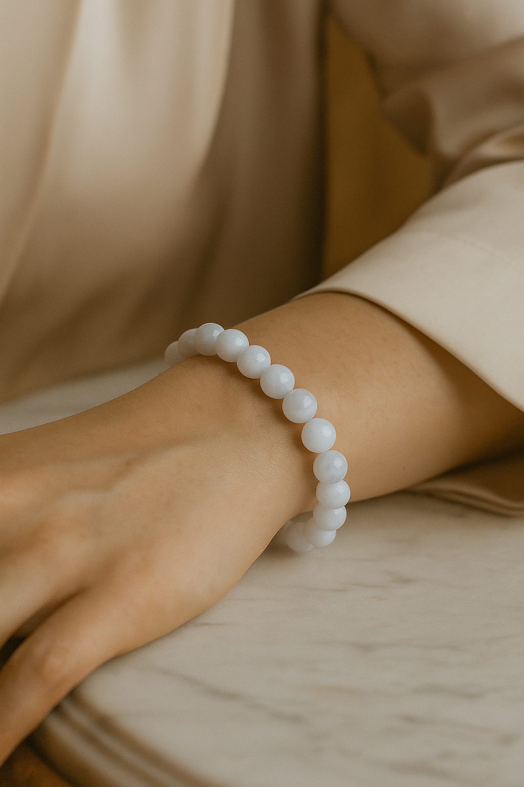 Sertifikalı Mavi Akik 8 mm Doğal Taş Bileklik