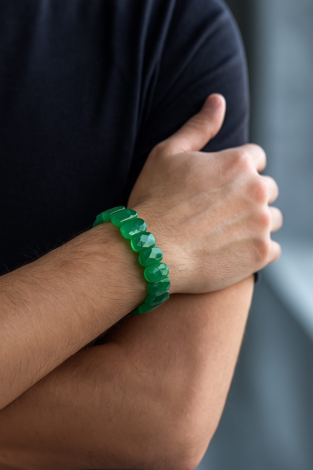 Sertifikalı Yeşil Akik 9 x 14 mm Özel Kesim Bileklik