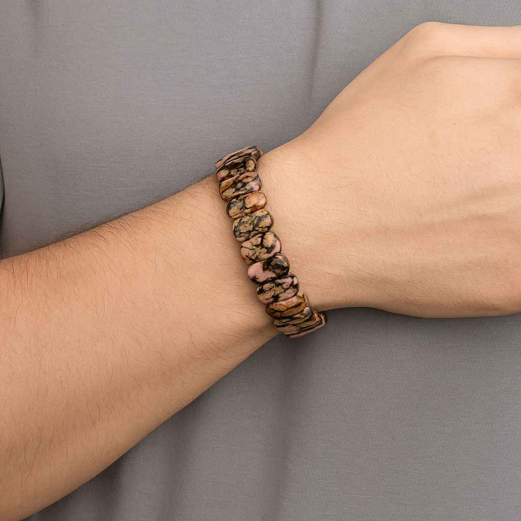 Sertifikalı Rodonit 9 x 14 mm Özel Kesim Bileklik