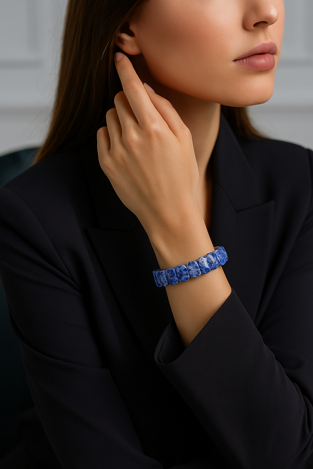 Sertifikalı Sodalit 9 x 14 mm Özel Kesim Bileklik