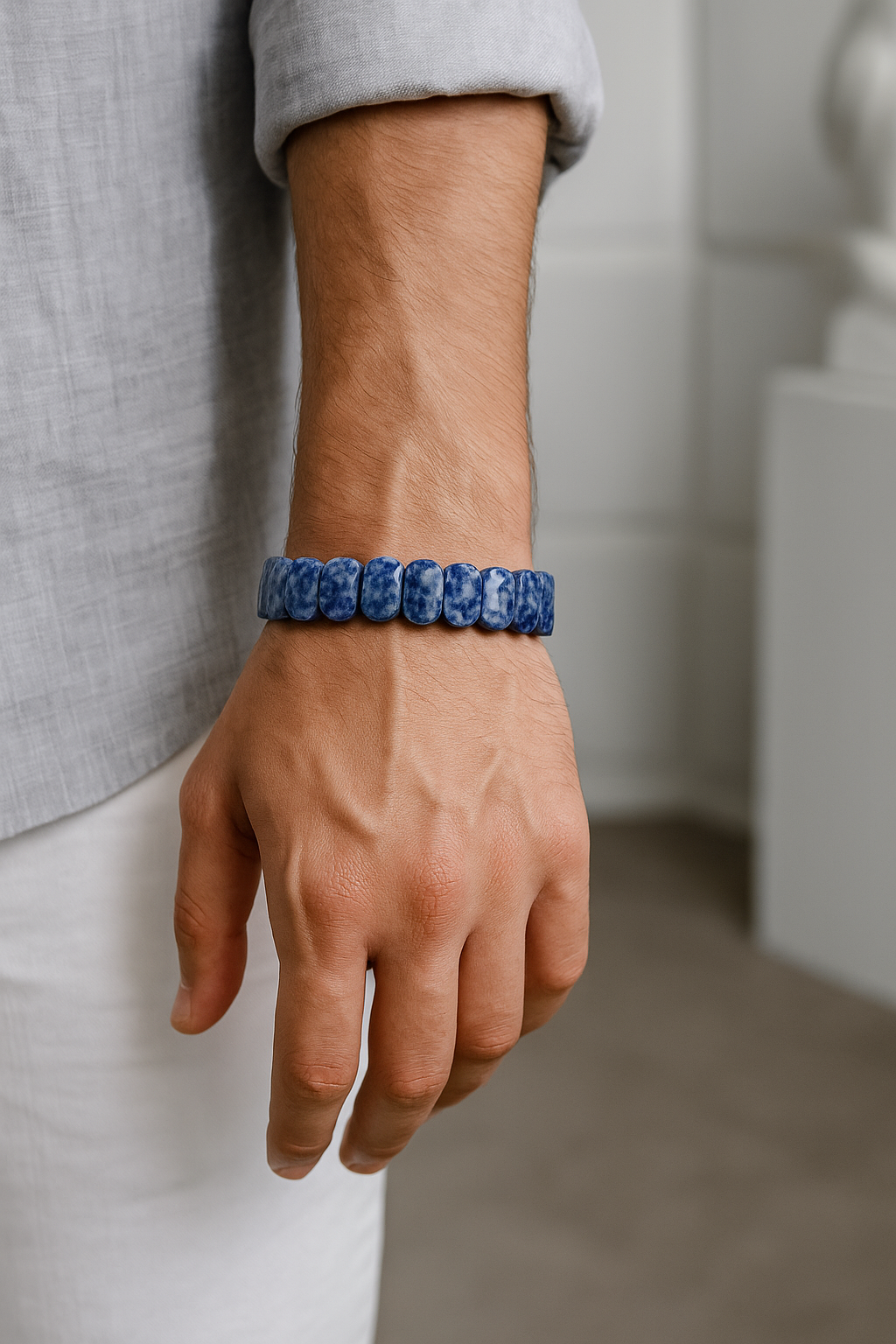 Sertifikalı Sodalit 9 x 14 mm Özel Kesim Bileklik