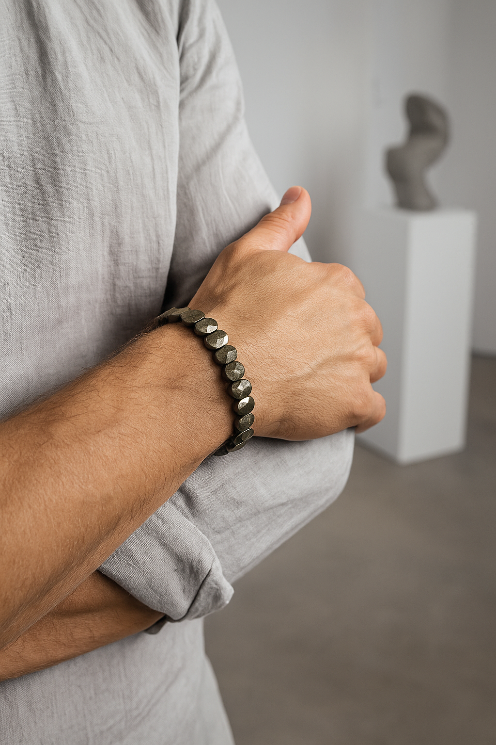 Sertifikalı Pirit 9 x 14 mm Özel Kesim Bileklik