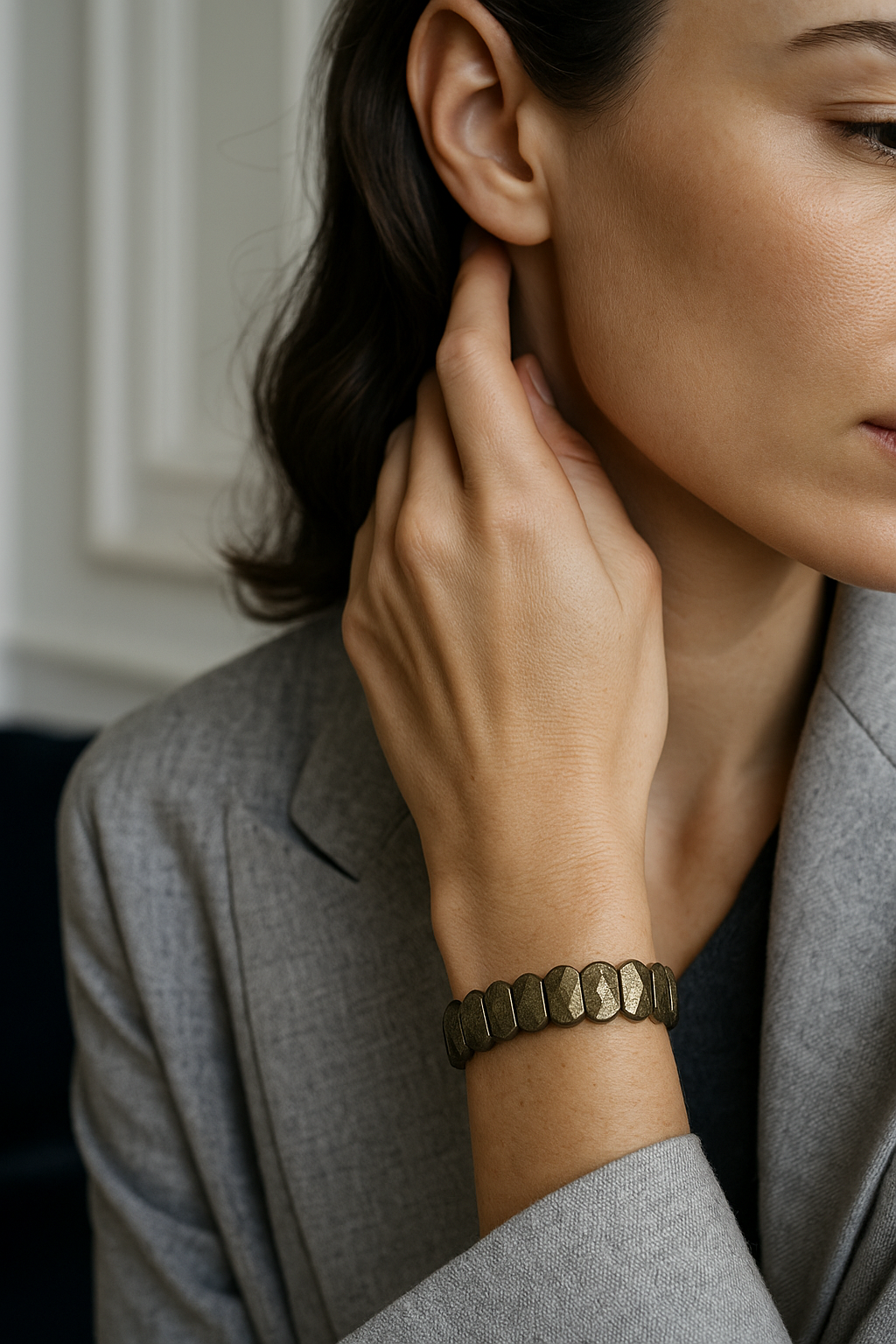 Sertifikalı Pirit 9 x 14 mm Özel Kesim Bileklik