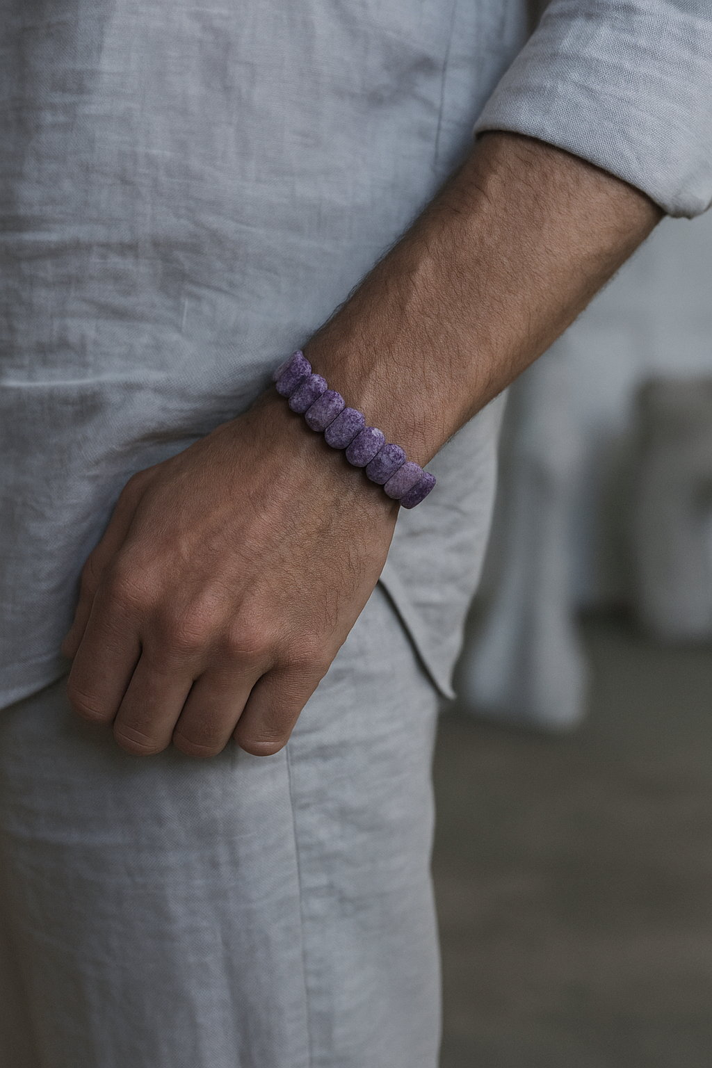 Sertifikalı Lepidolit 9 x 14 mm Özel Kesim Bileklik