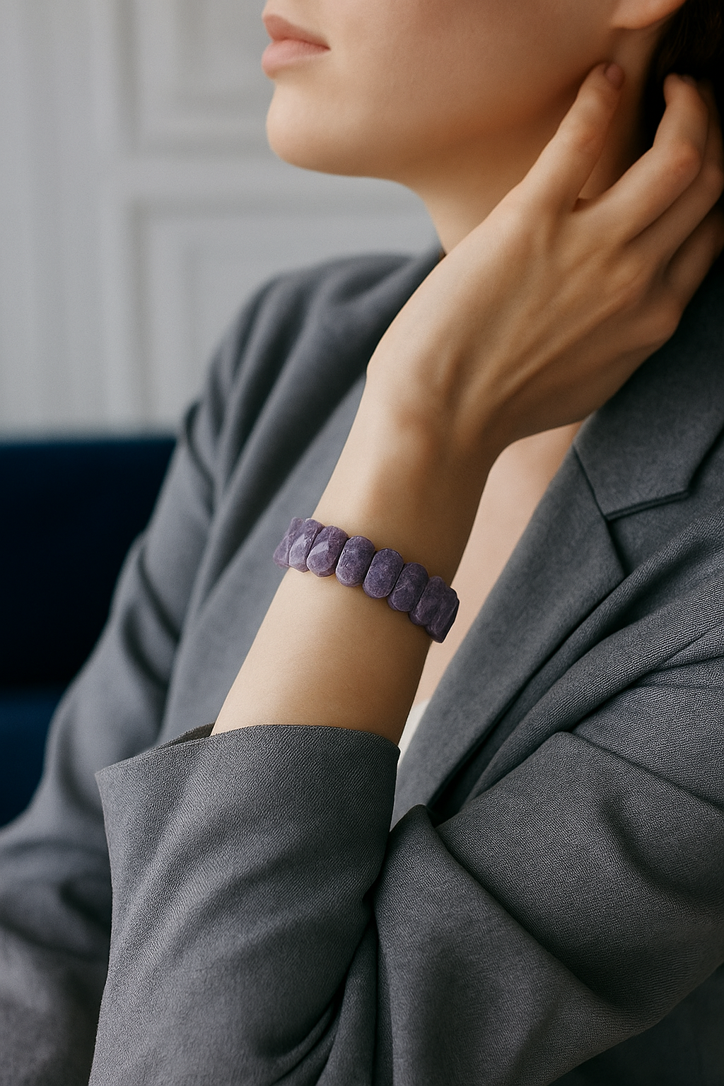 Sertifikalı Lepidolit 9 x 14 mm Özel Kesim Bileklik