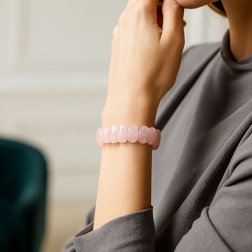 Sertifikalı Pembe Kuvars (Gül Kuvars) 9 x 14 mm Özel Kesim Bileklik