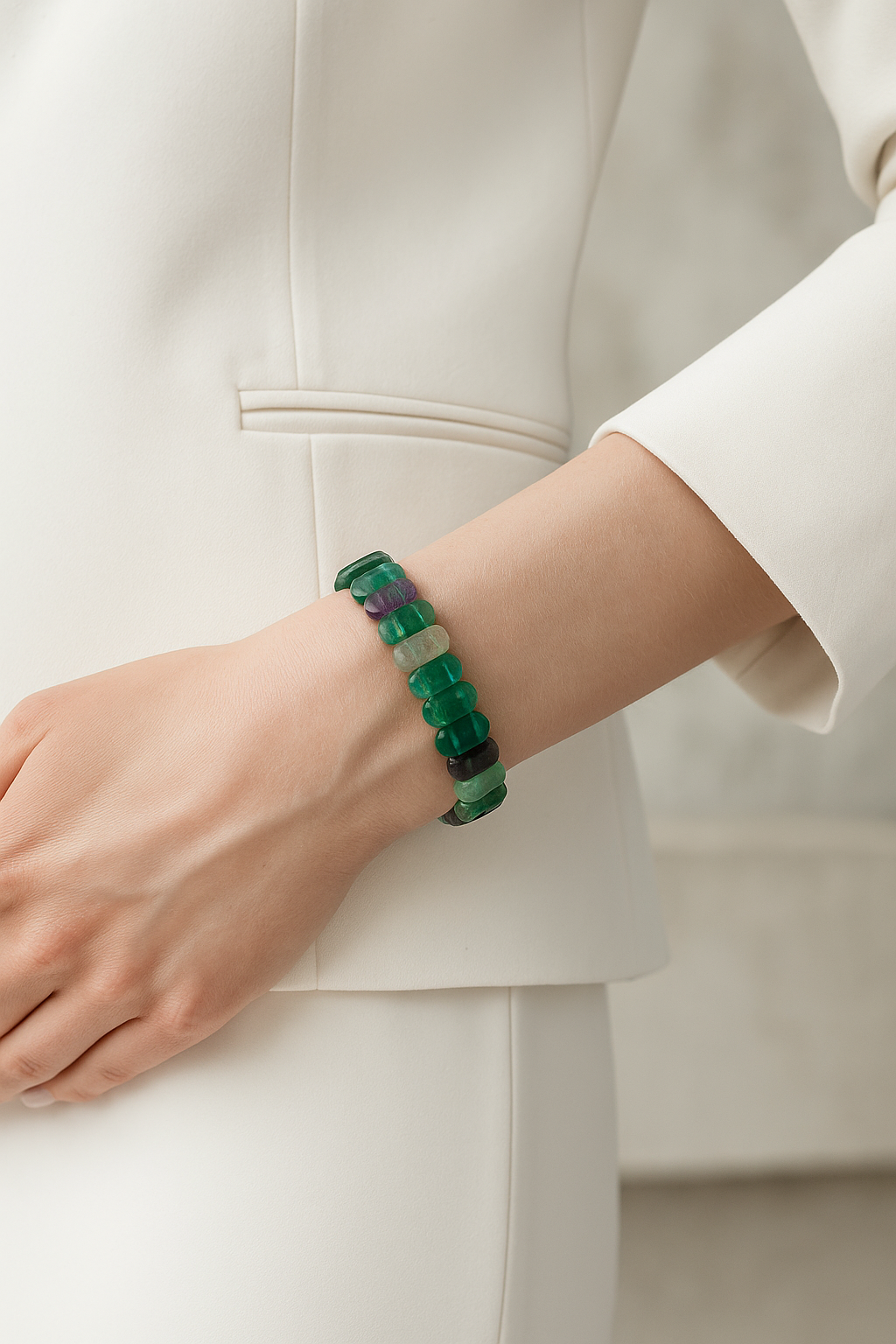 Sertifikalı Yeşil Florit 9 x 14 mm Özel Kesim Bileklik