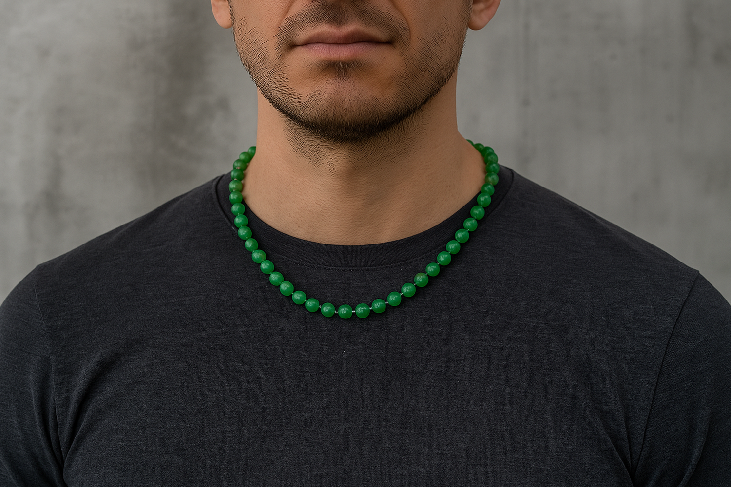 Sertifikalı Yeşil Aventurin 6 mm Düğümlü Doğal Taş Kolye