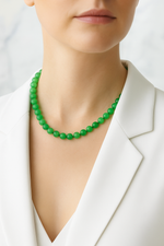 Sertifikalı Yeşil Aventurin 6 mm Düğümlü Doğal Taş Kolye