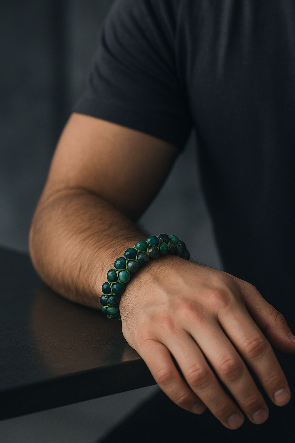 Sertifikalı İspanyol Varisit 8 mm Çift Sıra Makrome Doğal Taş Bileklik