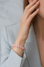 Sertifikalı Pembe Kuvars 8 mm Doğal Taş Bileklik