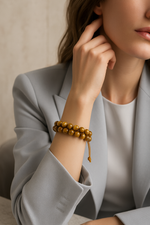 Sertifikalı Sarı Kaplan Gözü 6 mm Çift Sıra Makrome Doğal Taş Bileklik