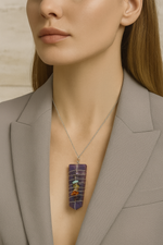 Sertifikalı Ametist Doğal Taş Tel Sarmalı Kolye