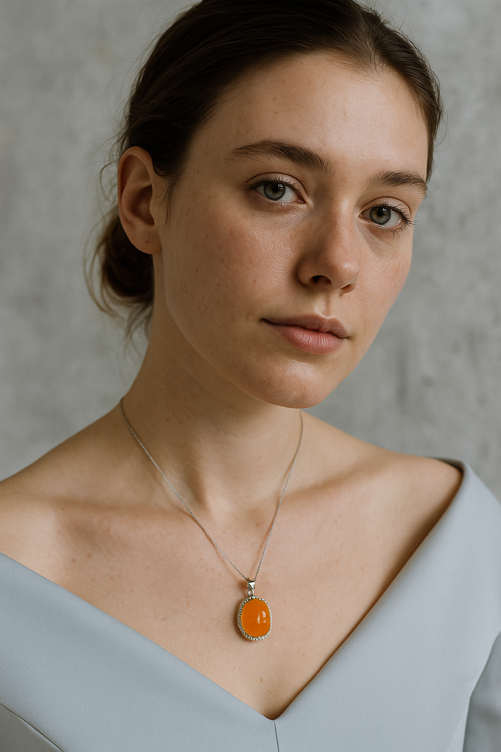 Sertifikalı Akik Doğal Taş 925 Ayar Gümüş Kolye