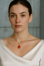 Sertifikalı Akik Doğal Taş 925 Ayar Gümüş Kolye