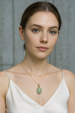 Sertifikalı Prehnite Doğal Taş Gümüş Kolye