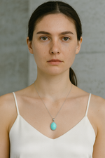 Sertifikalı Amazonit Doğal Taş 925 Ayar Gümüş Kolye