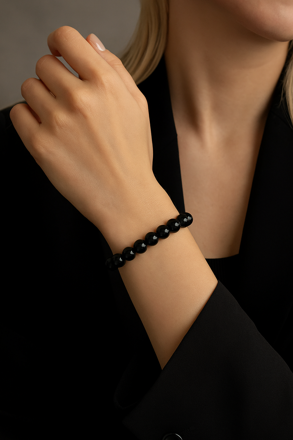 Sertifikalı Siyah Turmalin Doğal Taş Bileklik – 10 mm