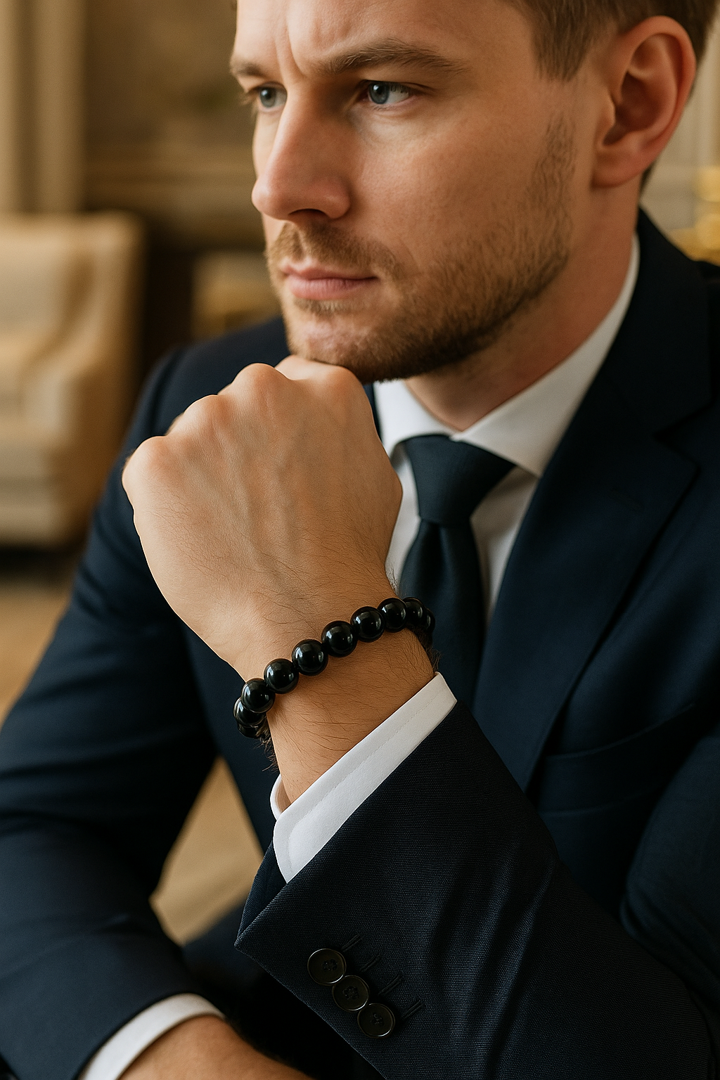 Sertifikalı Siyah Turmalin Doğal Taş Bileklik – 10 mm