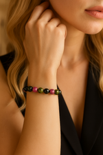 Sertifikalı Turmalin Doğal Taş Bileklik – 10 mm Küre Kesim