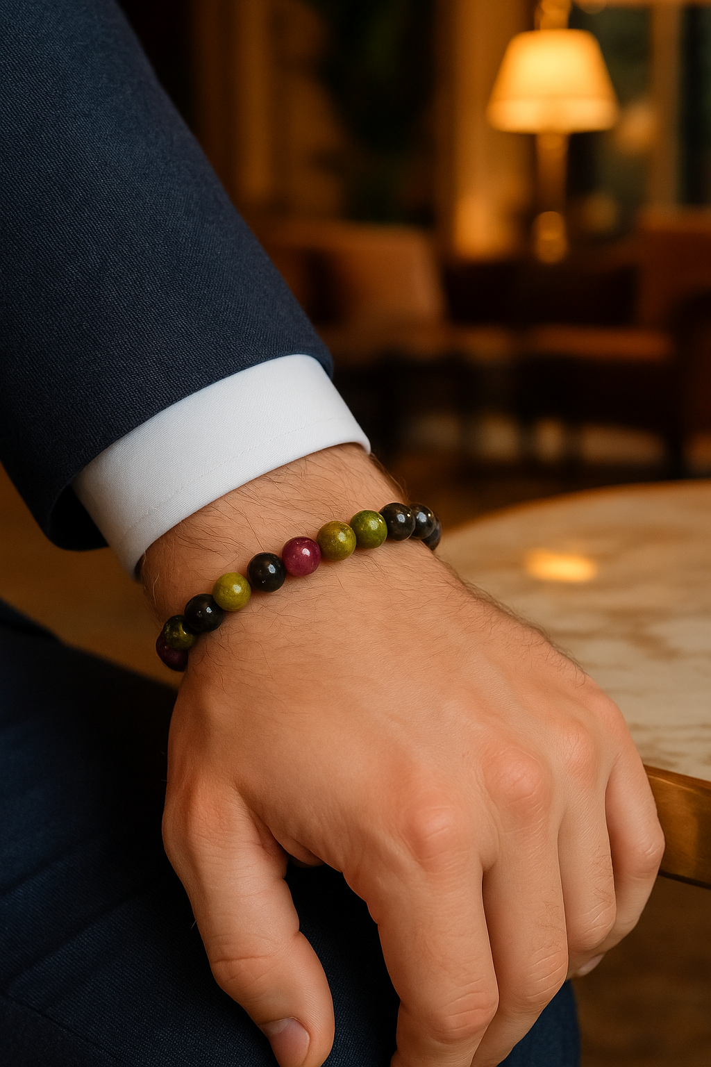 Sertifikalı Turmalin Doğal Taş Bileklik – 10 mm Küre Kesim