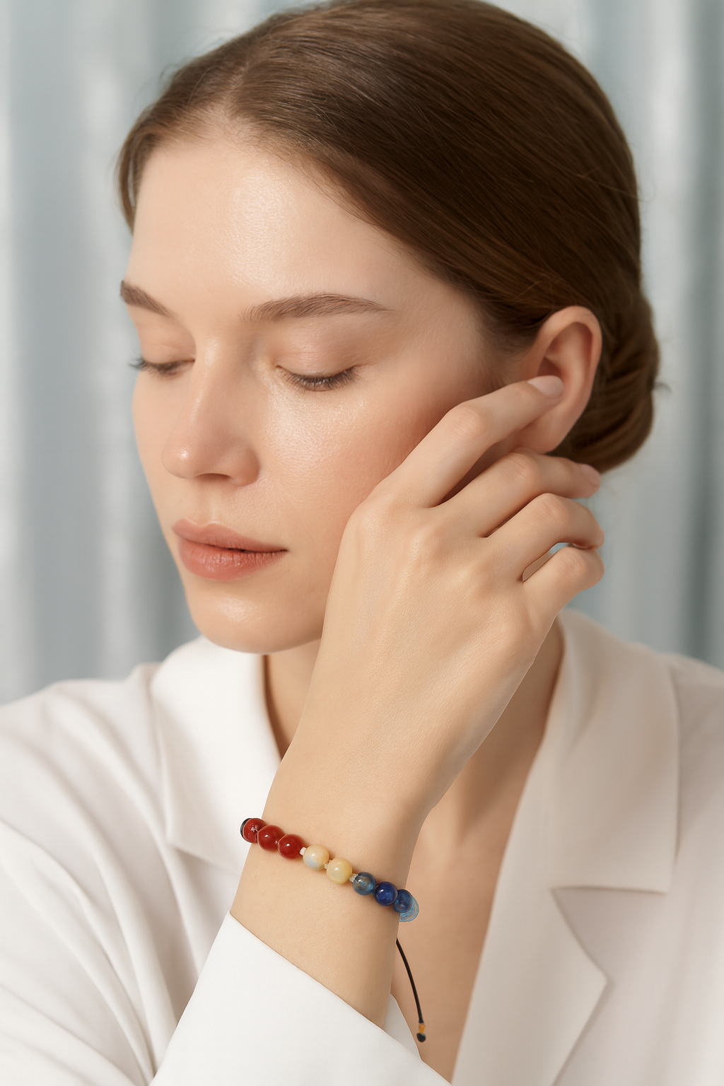 Sertifikalı Terazi Burcu Doğal Taş Makrome Bileklik