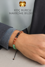 Sertifikalı Koç Burcu Doğal Taş Makrome Bileklik