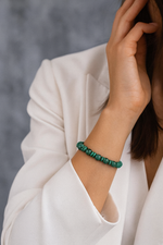 Sertifikalı Malakit Doğal Taş Tasarım Bileklik | Pirtash | Özel Üretim