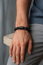 Sertifikalı Lav – Turmalin – Hematit Doğal Taş Tasarım Bileklik | Pirtash | Özel Üretim