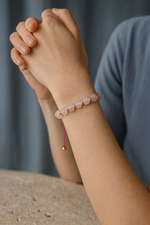 Sertifikalı Pembe Kuvars Doğal Taş Makrome Örme Bileklik – Hexagonal Kesim | Pirtash | Özel Üretim