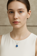 Sertifikalı Lapis Lazuli Yonca Doğal Taş Kolye