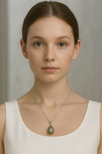 Sertifikalı Labradorit Doğal Taş 925 Ayar Gümüş Kolye