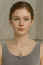 Sertifikalı Labradorit Doğal Taş Gümüş Renkli Kolye