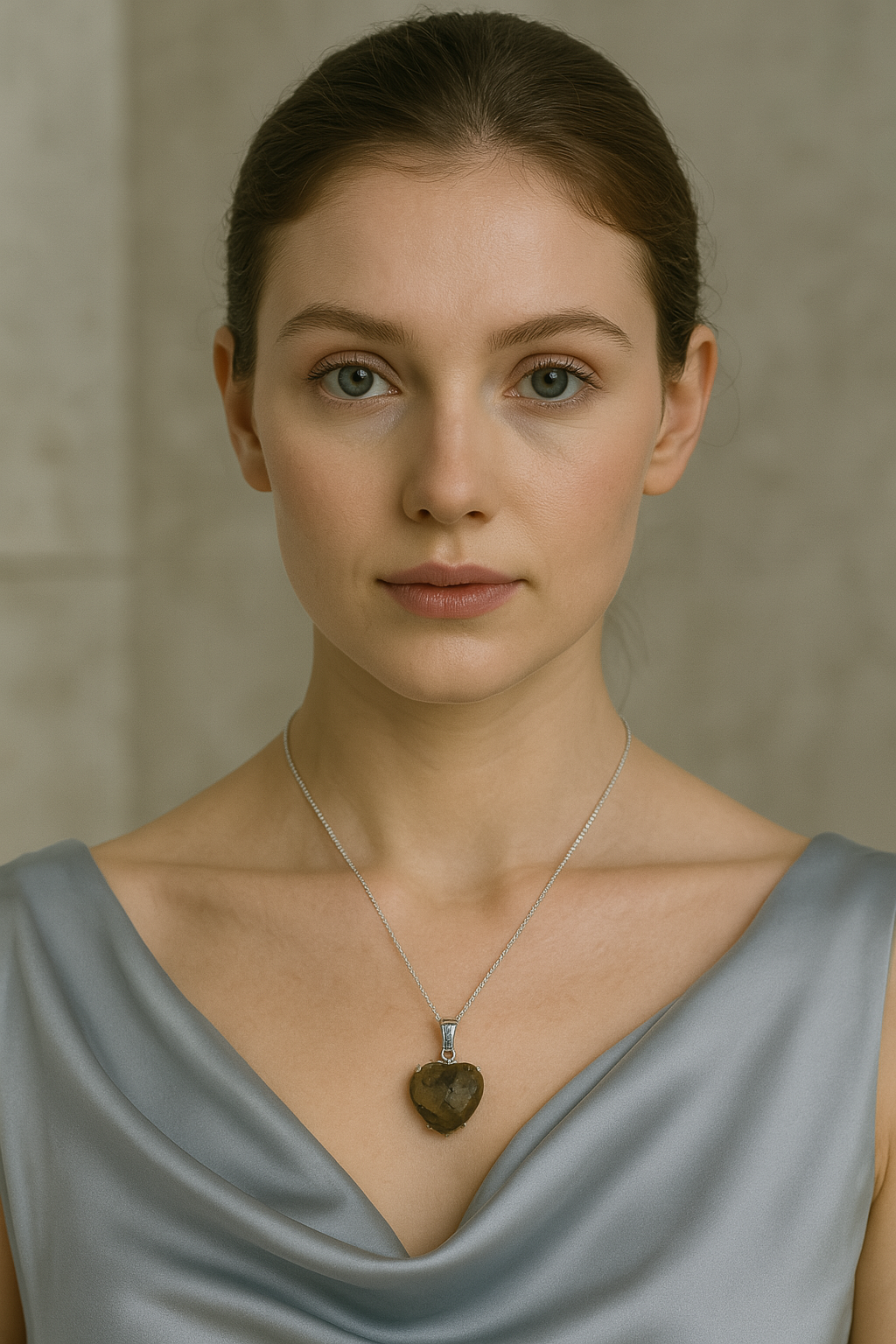 Sertifikalı Labradorit Doğal Taş Kalp Kolye