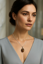 Sertifikalı Kaplan Gözü Doğal Taş Kolye | Pirtash | Özel Üretim