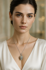 Sertifikalı Labradorit Doğal Taş Damla Model Kolye | Pirtash | Özel Üretim