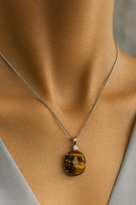 Sertifikalı Kaplan Gözü Doğal Taş Kolye | Pirtash | Özel Üretim