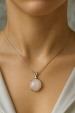 Sertifikalı Pembe Kuvars Doğal Taş Kolye | Pirtash | Özel Üretim