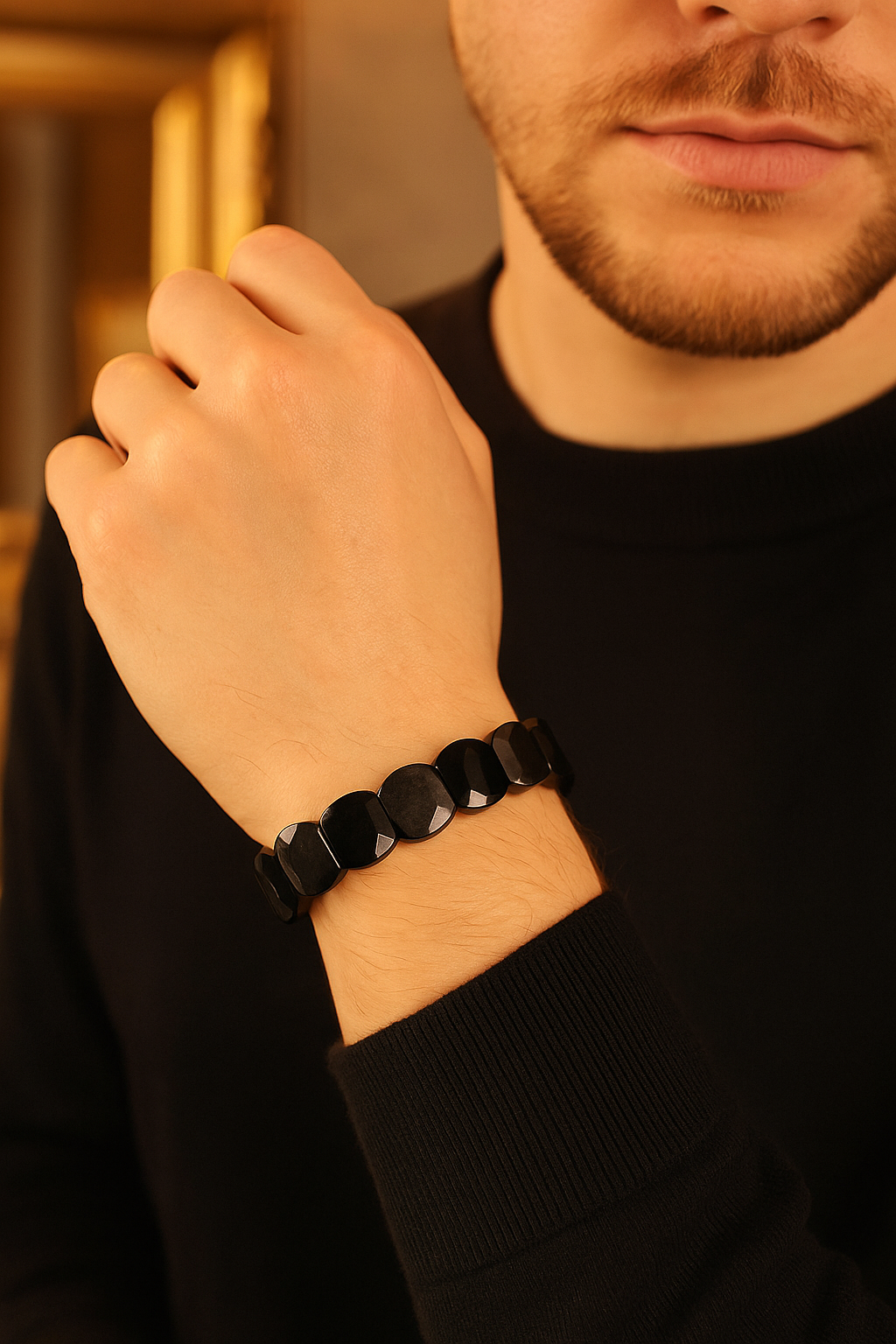 Sertifikalı Obsidyen Doğal Taş Bileklik – 11 x 15 mm Özel Kesim