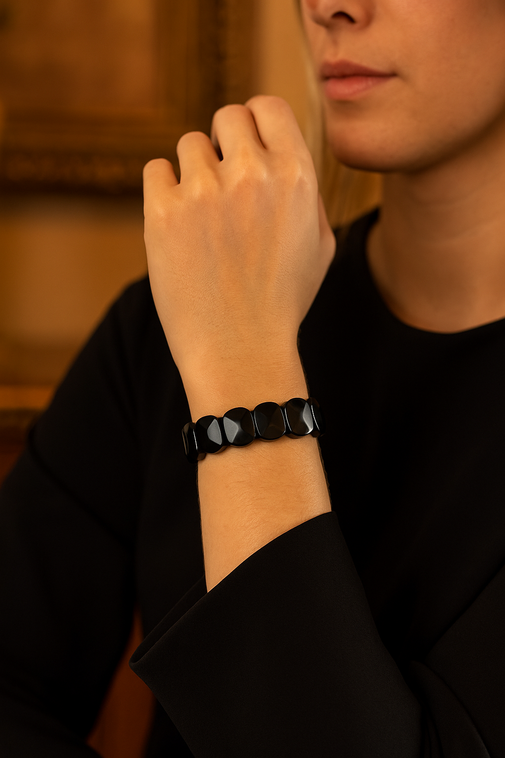 Sertifikalı Obsidyen Doğal Taş Bileklik – 11 x 15 mm Özel Kesim