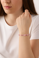 Sertifikalı Pembe Kuvars (Gül Kuvars) Natürel Kesim Doğal Taş Makrome Bileklik