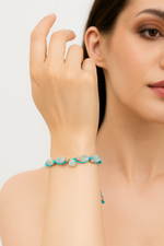 Sertifikalı Mavi Akik Natürel Kesim Doğal Taş Makrome Bileklik