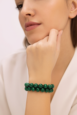 Sertifikalı Malakit 8 mm Çift Sıra Makrome Doğal Taş Bileklik