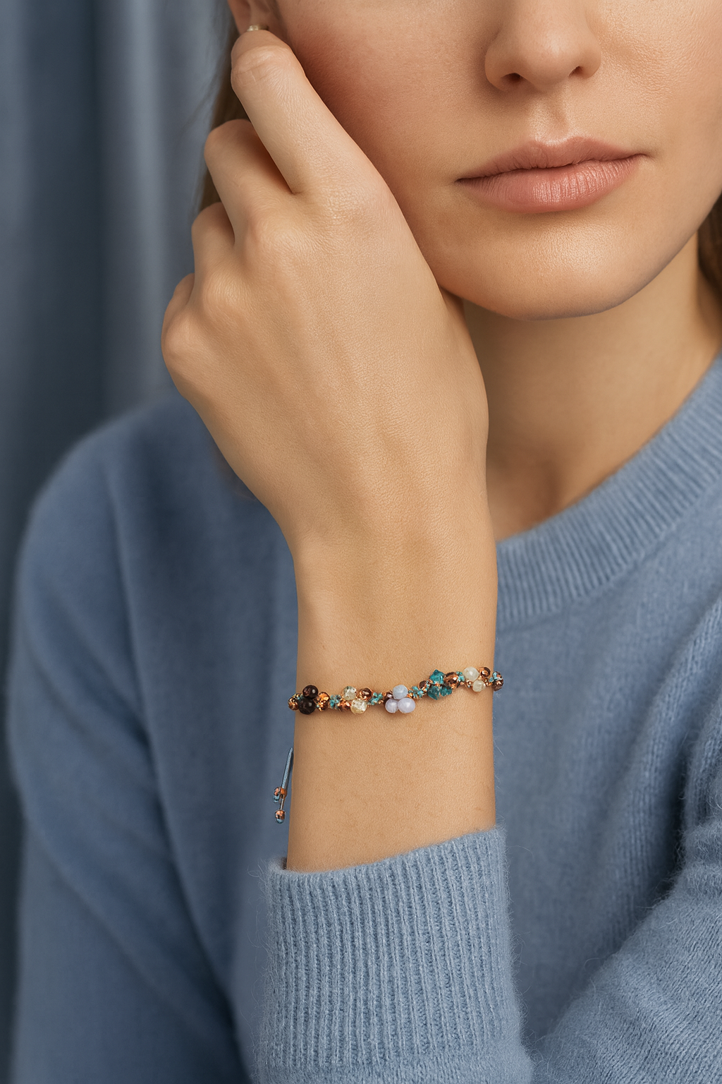 Yengeç Burcu - Doğal Taş Makrome Bileklik