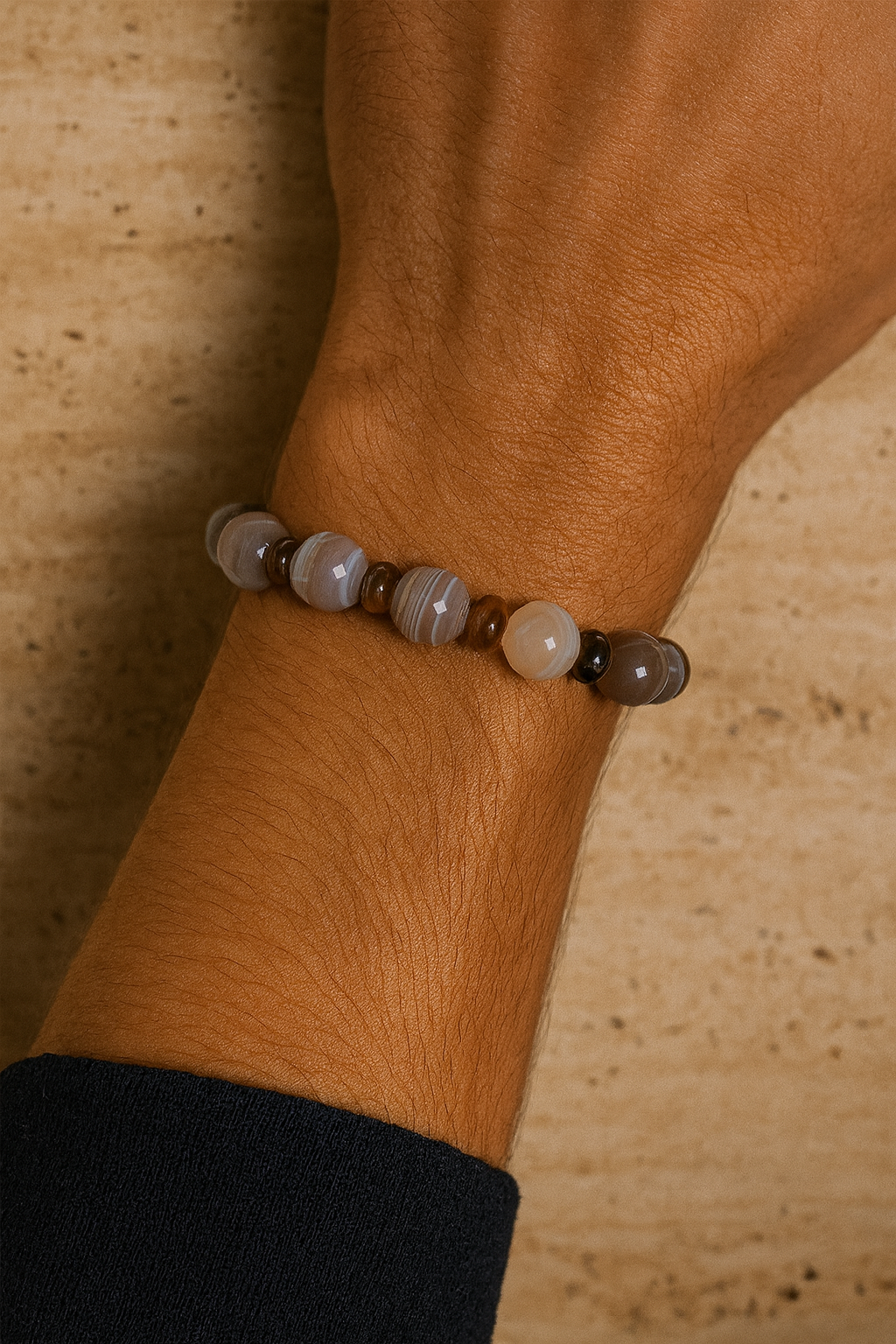 Botswana Akik ve Kaplan Gözü Doğal Taş Bileklik – Doğal ve Şık Tasarım